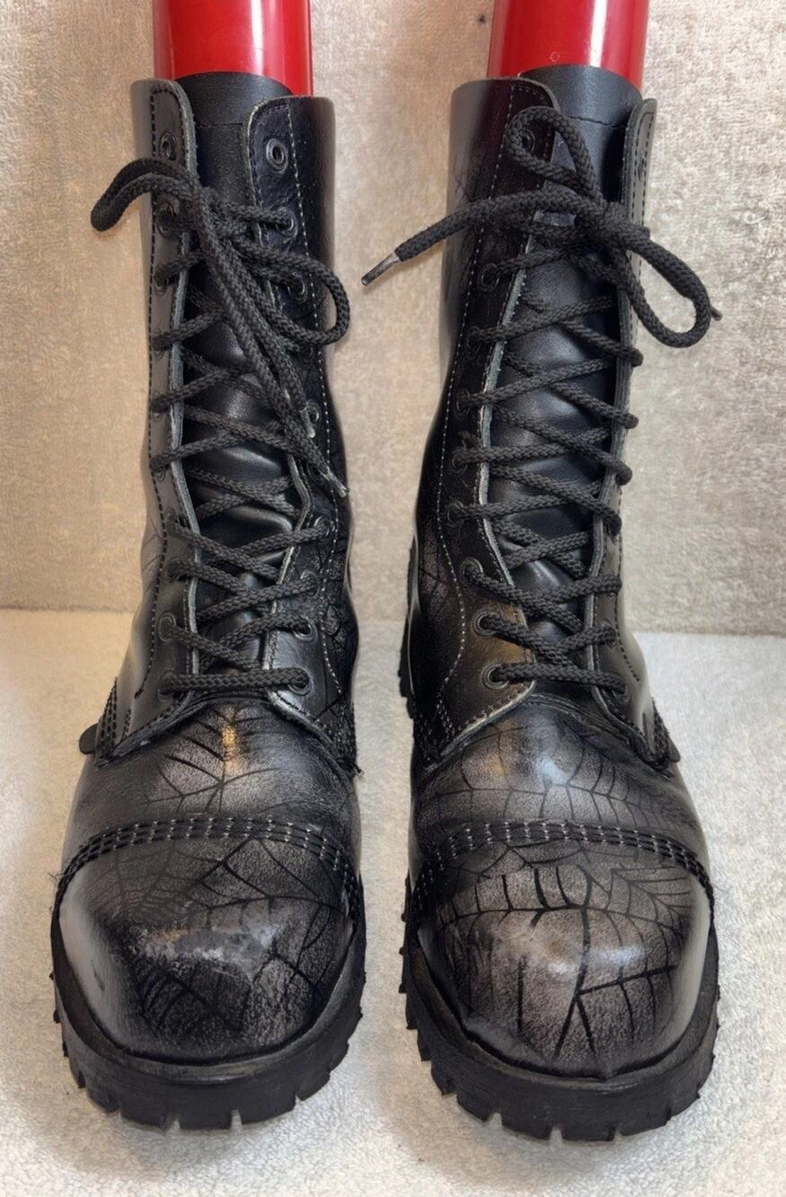 Underground Spider WebCommando Leather Boot-Steel Cap Men Size 8.5